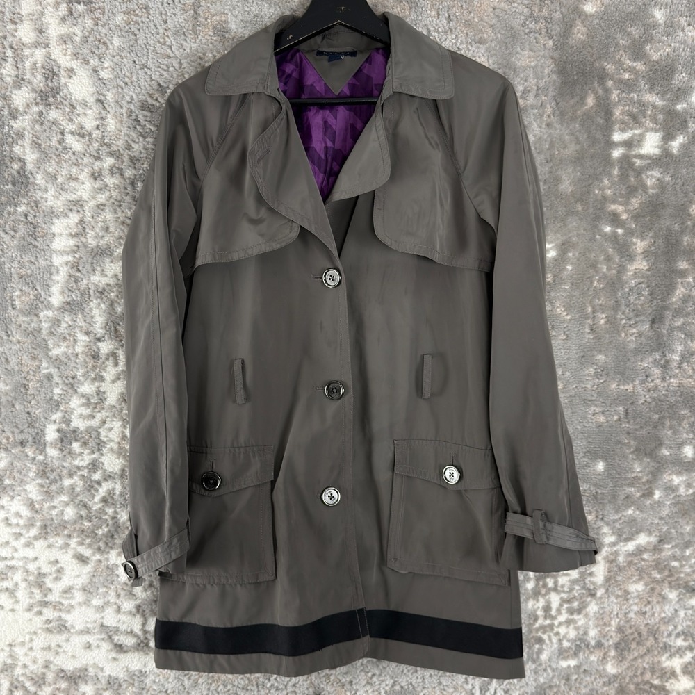 Tommy‎ Hilfiger Size S Rain Resistant Utility Jacket Gray Purple Lined Outdoor